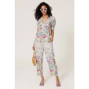 Banjanan Floral Brooklyn Jumpsuit Size XS with Fabric Pull